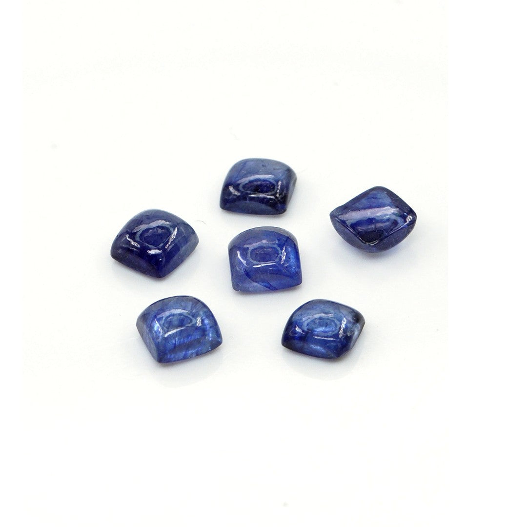 Natural Bangkok Blue Sapphire Calibrated Cabochon Squares | 5mm & 6mm