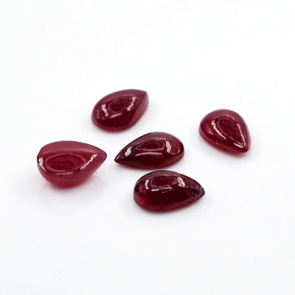 Natural Bangkok Ruby Calibrated Cabochon Pears | 6x9mm & 7x10mm