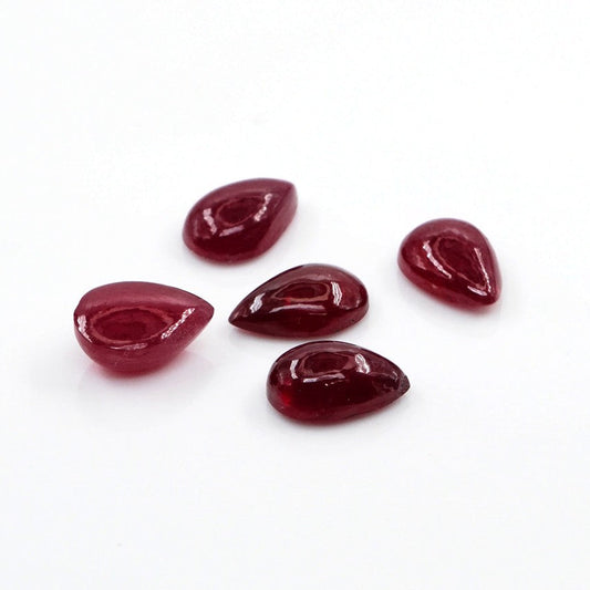 Natural Bangkok Ruby Calibrated Cabochon Pears | 6x9mm & 7x10mm