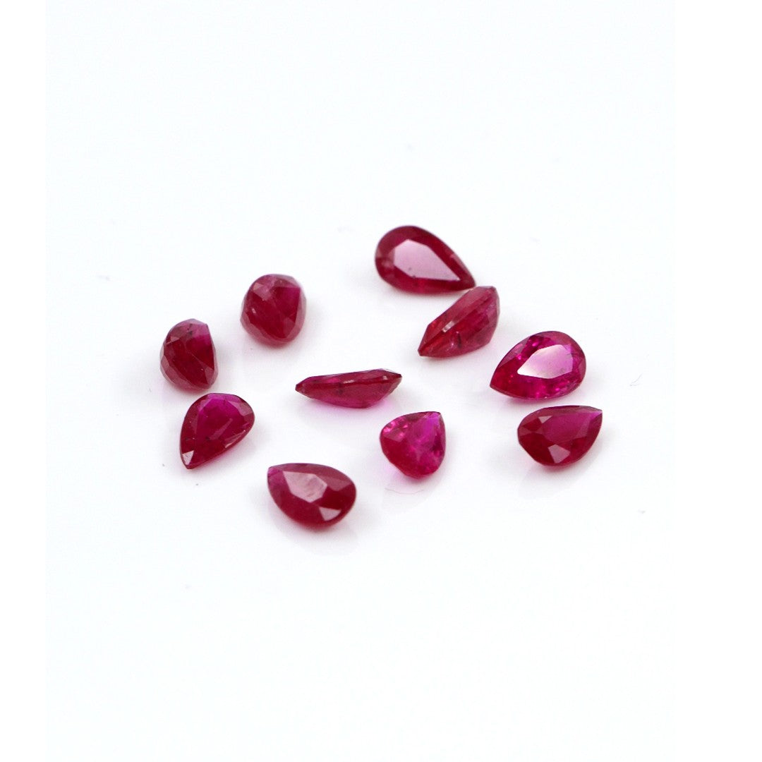 Natural Untreated Mozambique Ruby Calibrated Pears | 3x5mm & 4x6mm