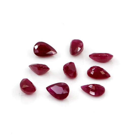 Natural Untreated Mozambique Ruby Calibrated Pears | 3x5mm & 4x6mm