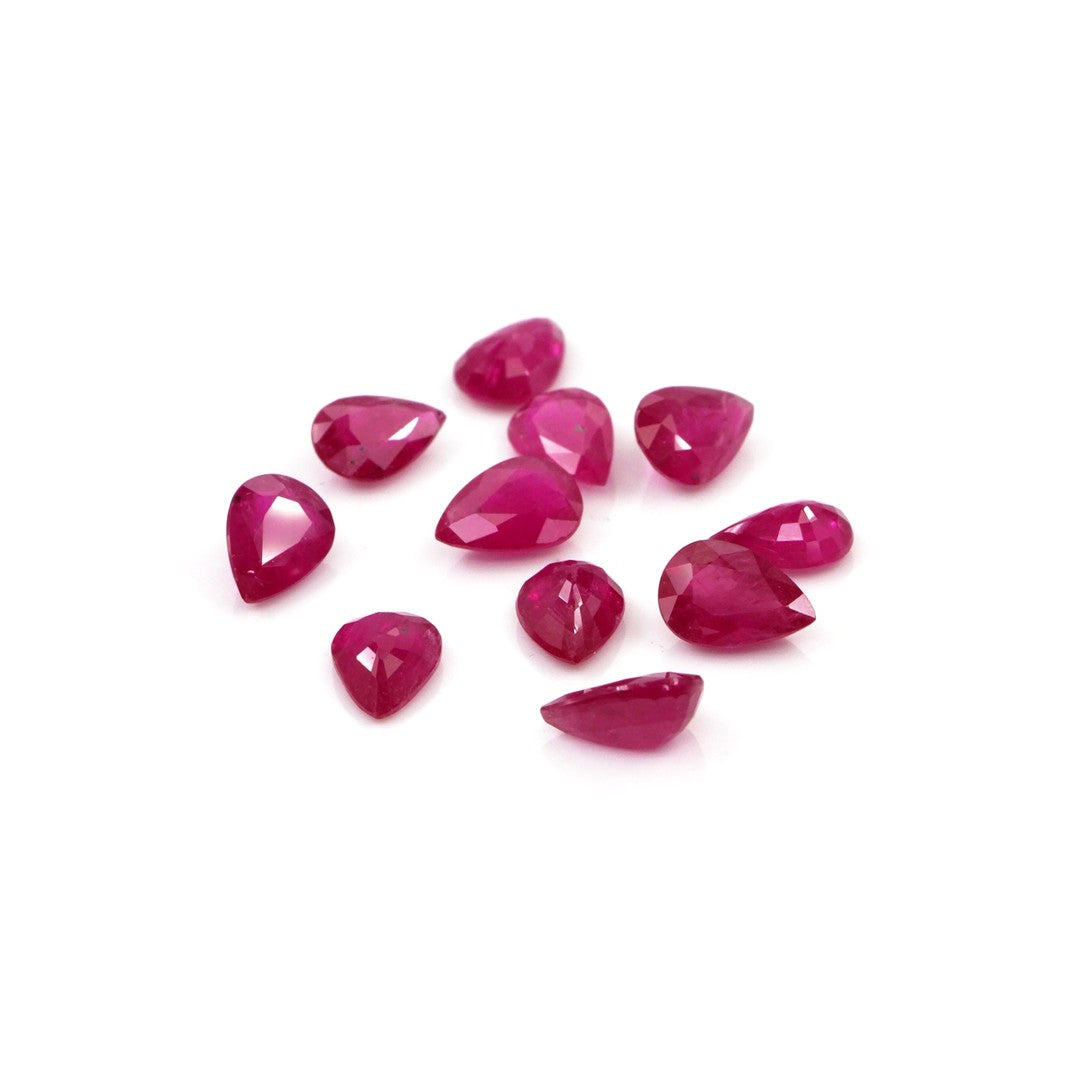 Natural Untreated Mozambique Ruby Calibrated Pears | 3x5mm & 4x6mm