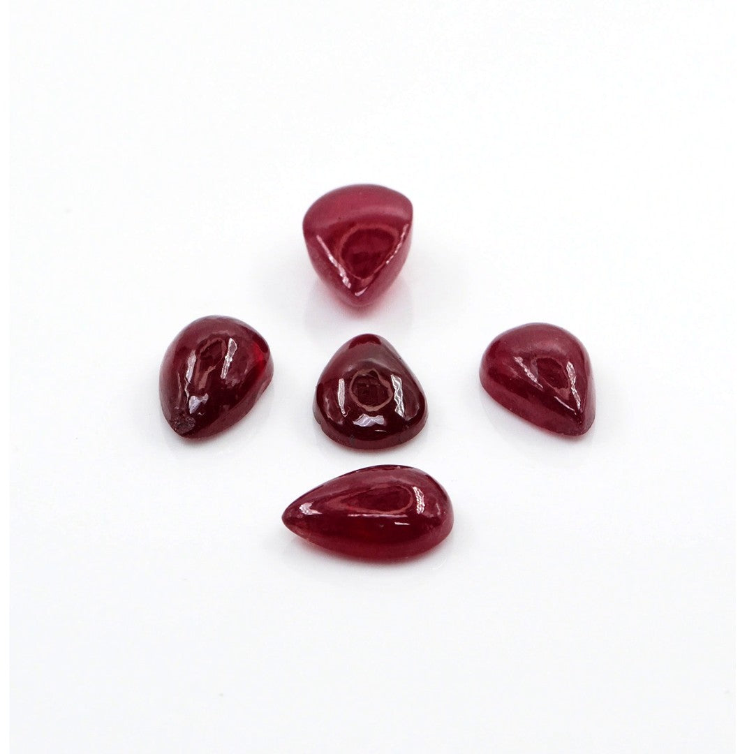 Natural Bangkok Ruby Calibrated Cabochon Pears | 6x9mm & 7x10mm