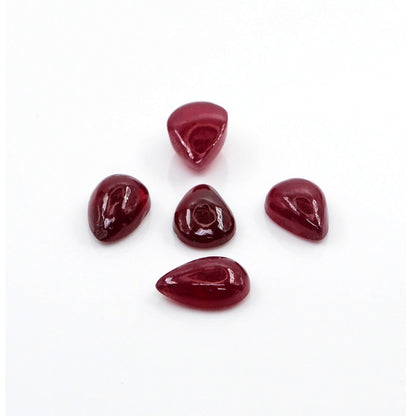 Natural Bangkok Ruby Calibrated Cabochon Pears | 6x9mm & 7x10mm
