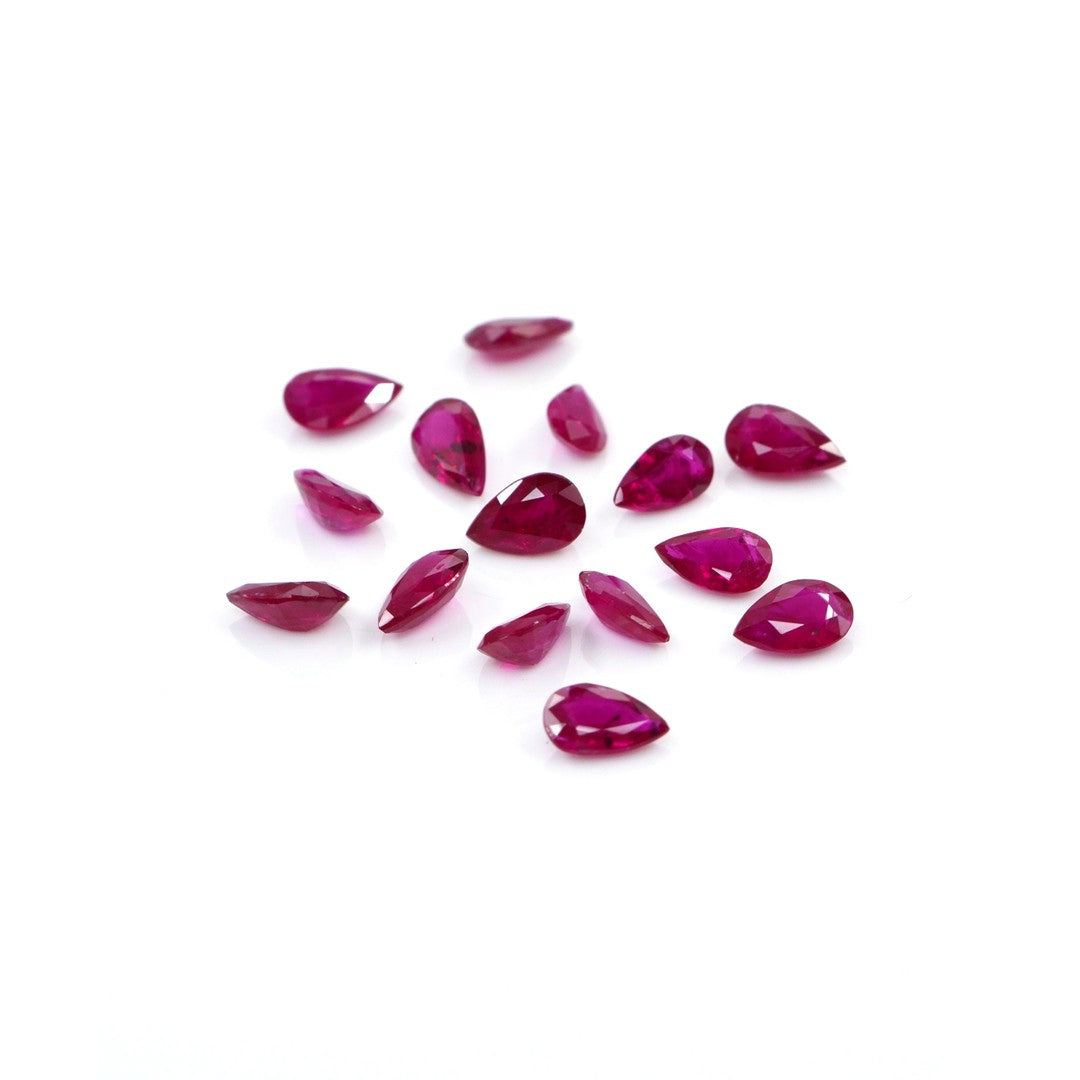 Natural Untreated Mozambique Ruby Calibrated Pears | 3x5mm & 4x6mm