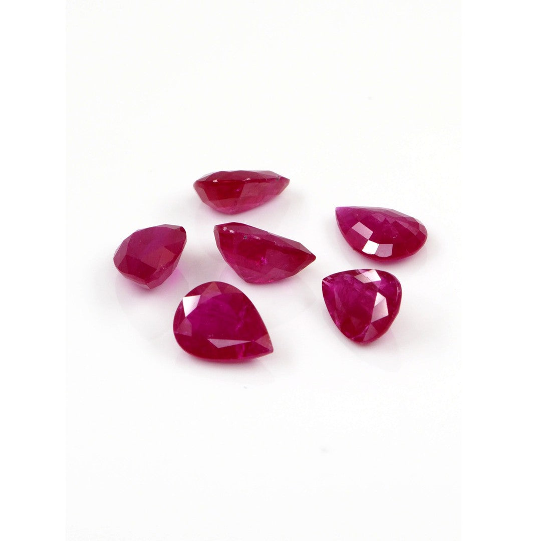 Natural Untreated Mozambique Ruby Calibrated Pears | 5x7mm & 6x8mm