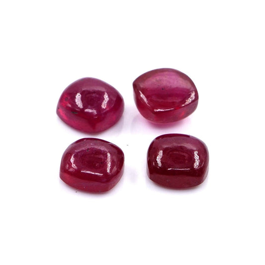 Natural Bangkok Ruby Calibrated Cabochon Cushions | 7mm & 8mm