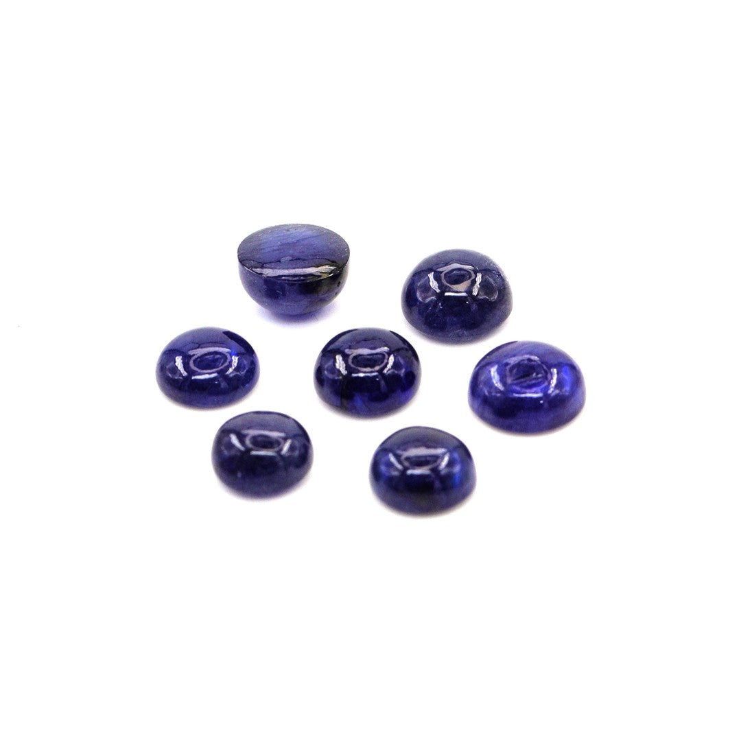 Natural Bangkok Blue Sapphire Calibrated Cabochon Rounds | 7mm & 8mm