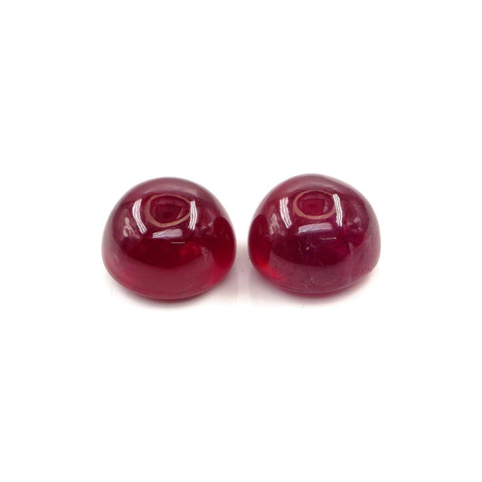 Natural Bangkok Ruby Calibrated Cabochon Rounds | 11mm & 12mm