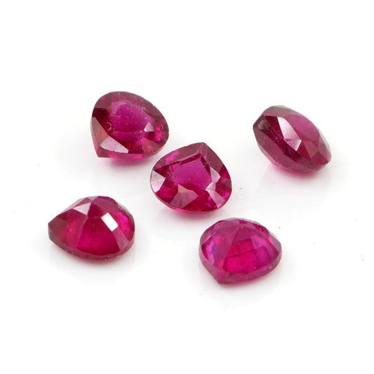 Natural Untreated Mozambique Ruby Calibrated Hearts | 4mm & 5mm