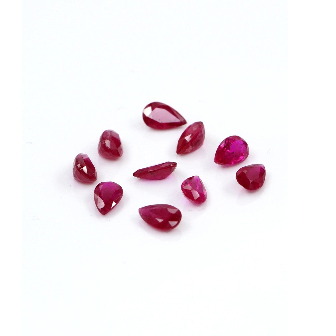 Natural Untreated Mozambique Ruby Calibrated Pears | 3x5mm & 4x6mm