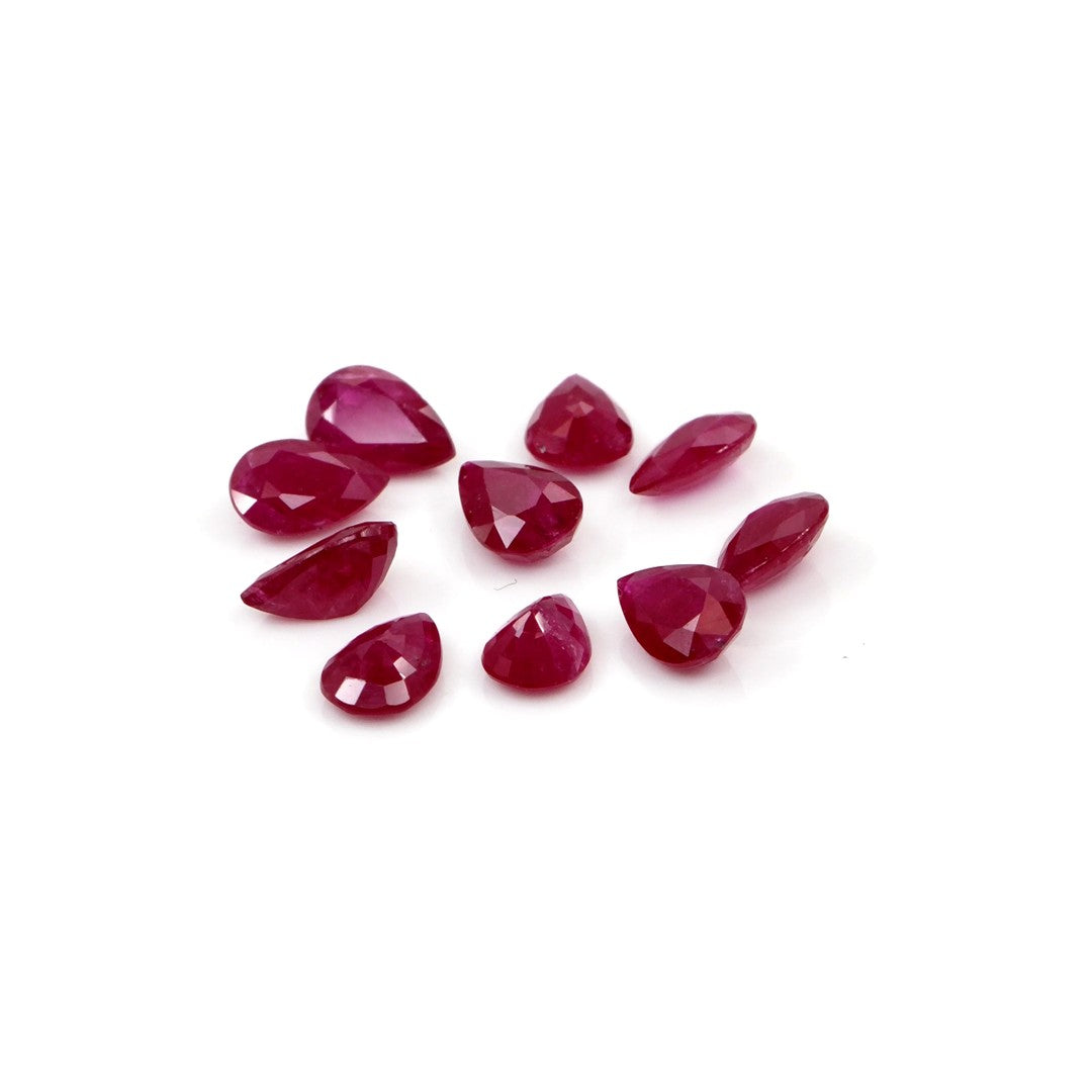 Natural Untreated Mozambique Ruby Calibrated Pears | 3x5mm & 4x6mm