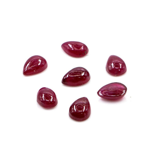 Natural Bangkok Ruby Calibrated Cabochon Pears | 3x5mm & 4x6mm