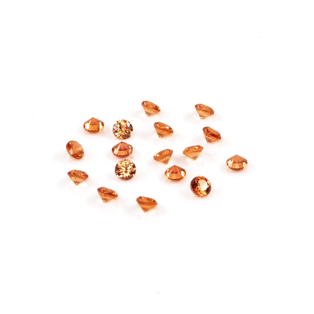 Natural Untreated Orange Sapphire Calibrated Rounds | 2mm & 2.5mm