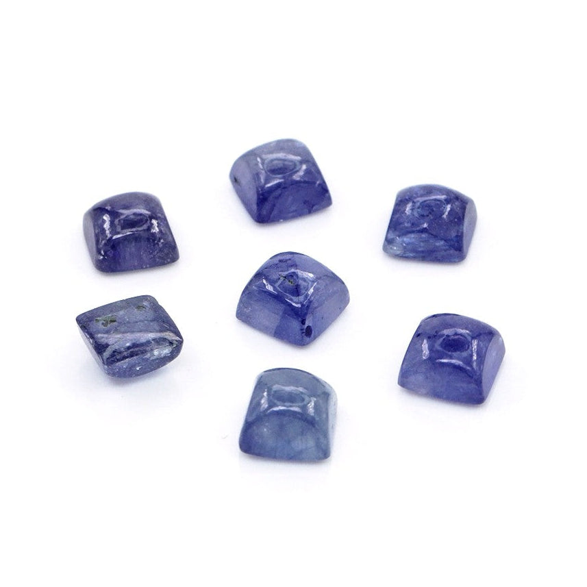 Natural Bangkok Blue Sapphire Calibrated Cabochon Squares | 5mm & 6mm