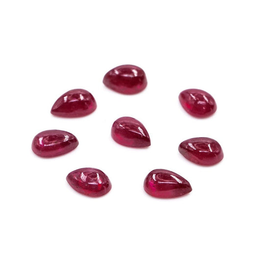 Natural Bangkok Ruby Calibrated Cabochon Pears | 3x5mm & 4x6mm