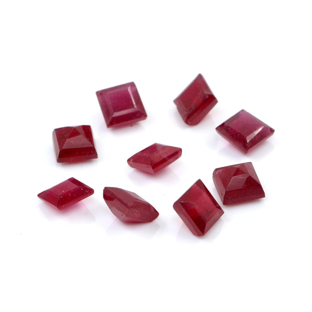 Natural Bangkok Ruby Calibrated Squares | 4mm & 5mm