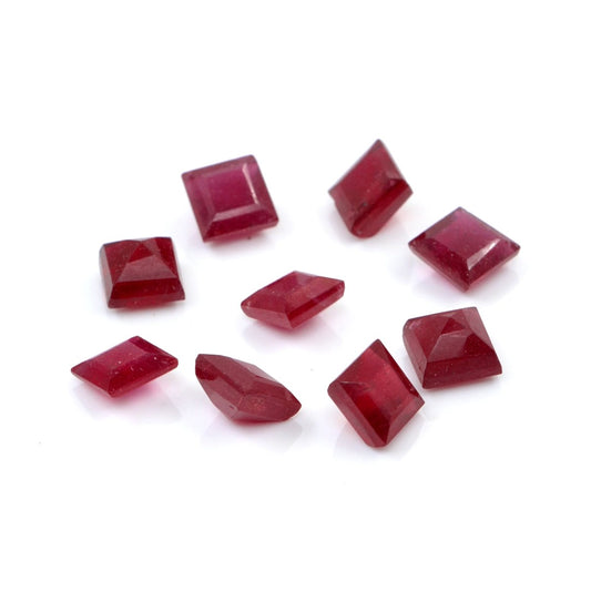 Natural Bangkok Ruby Calibrated Squares | 4mm & 5mm