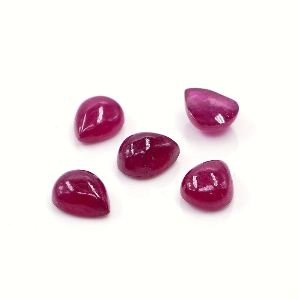 Natural Bangkok Ruby Calibrated Cabochon Pears | 7x9mm & 8x10mm