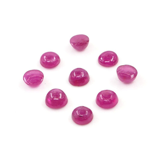 Natural Bangkok Ruby Calibrated Cabochon Rounds | 4mm & 4.5mm