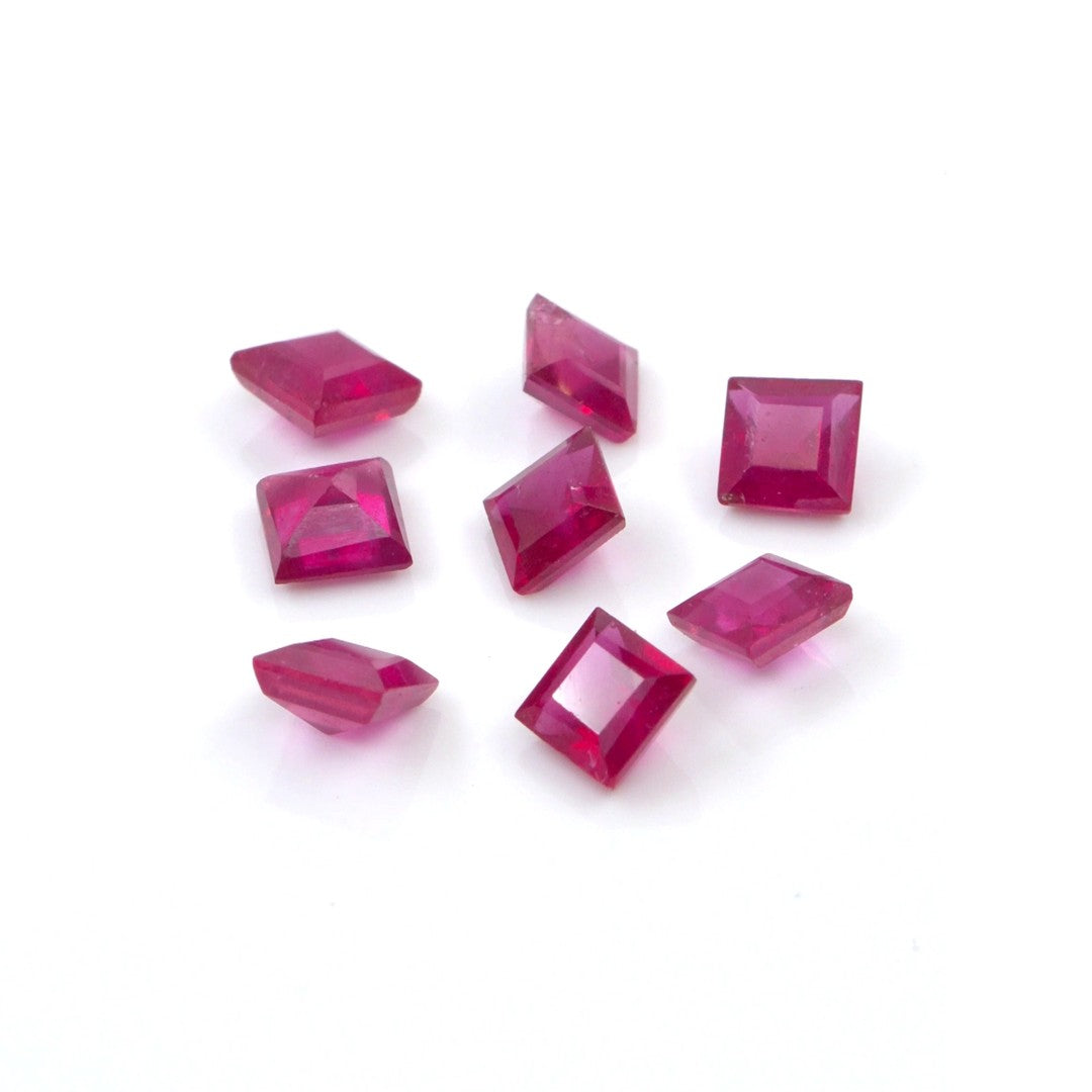 Natural Bangkok Ruby Calibrated Squares | 4mm & 5mm