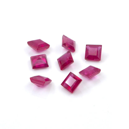 Natural Bangkok Ruby Calibrated Squares | 4mm & 5mm