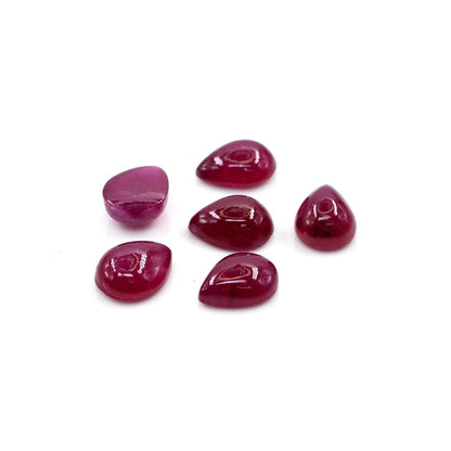 Natural Bangkok Ruby Calibrated Cabochon Pears | 7x9mm & 8x10mm