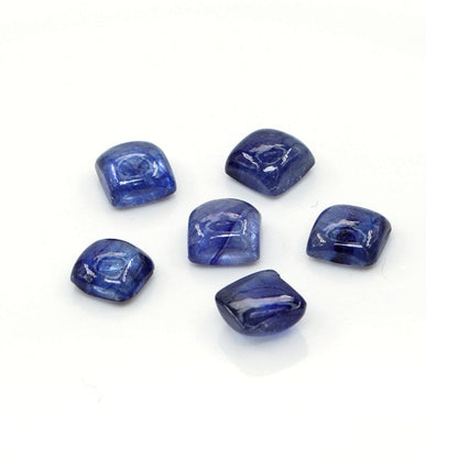 Natural Bangkok Blue Sapphire Calibrated Cabochon Squares | 5mm & 6mm