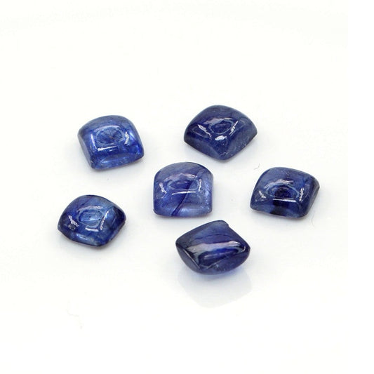 Natural Bangkok Blue Sapphire Calibrated Cabochon Squares | 5mm & 6mm