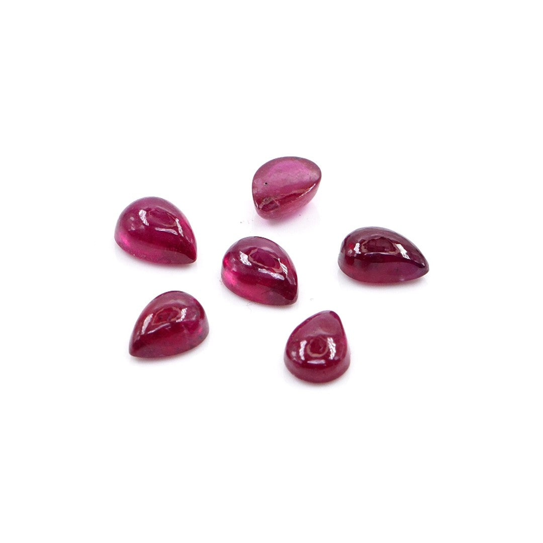 Natural Bangkok Ruby Calibrated Cabochon Pears | 3x5mm & 4x6mm