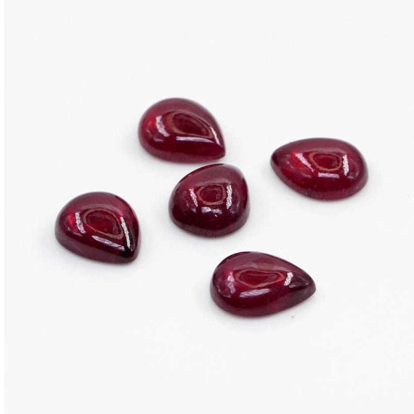 Natural Bangkok Ruby Calibrated Cabochon Pears | 5x7mm & 6x8mm