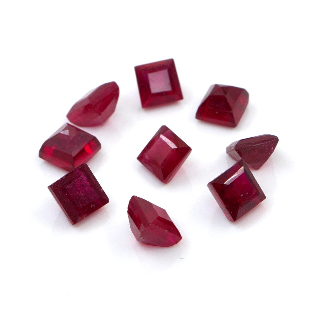 Natural Bangkok Ruby Calibrated Squares | 4mm & 5mm