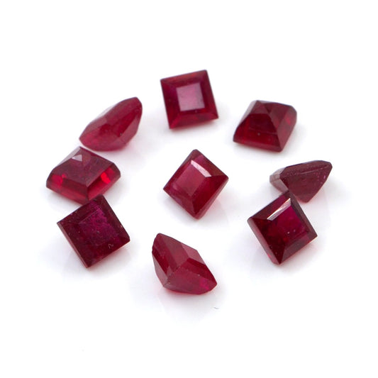 Natural Bangkok Ruby Calibrated Squares | 4mm & 5mm