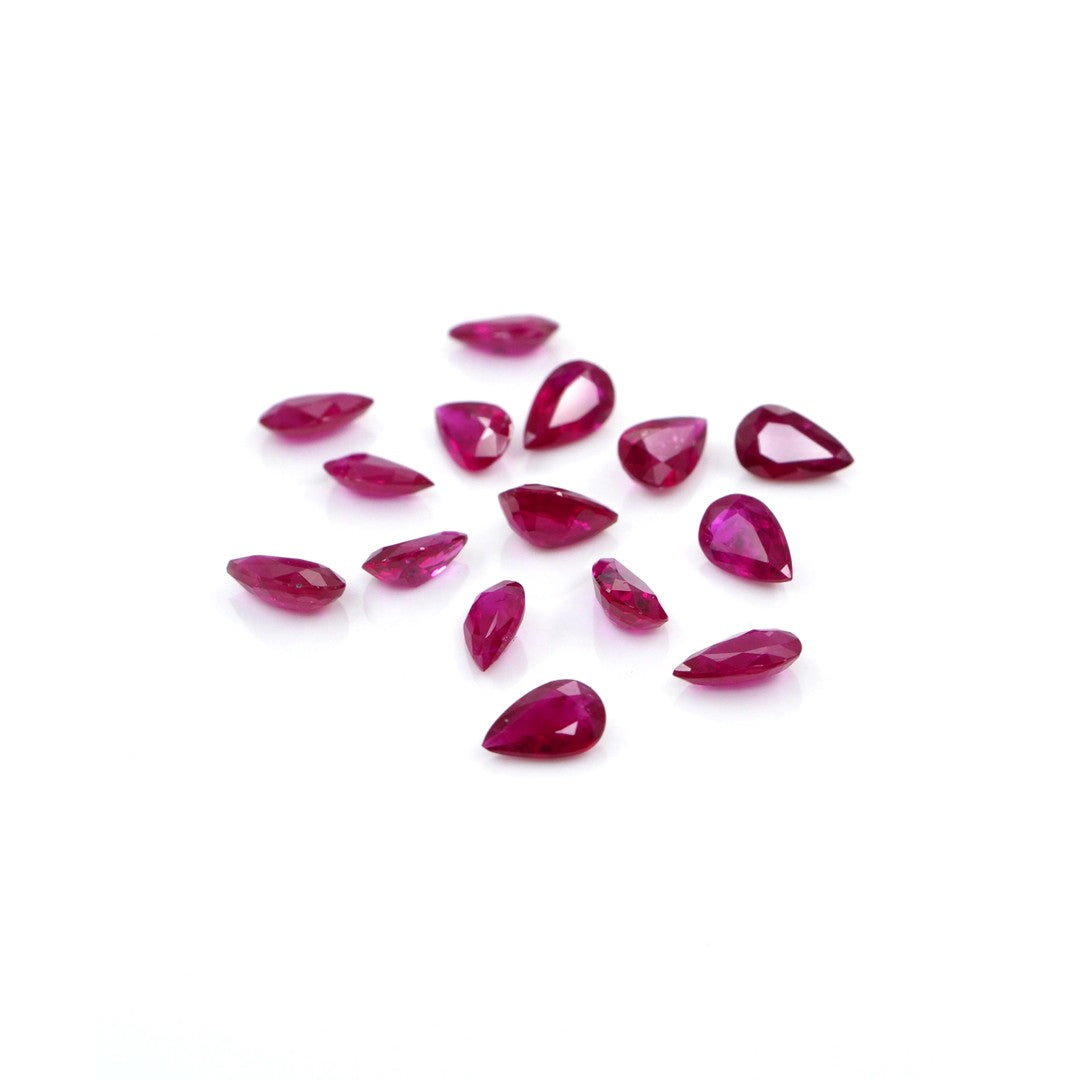 Natural Untreated Mozambique Ruby Calibrated Pears | 3x5mm & 4x6mm