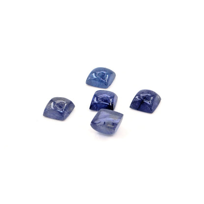 Natural Bangkok Blue Sapphire Calibrated Cabochon Squares | 7mm & 6mm