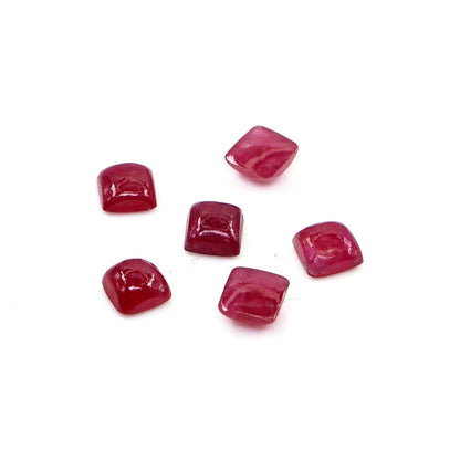 Natural Bangkok Ruby Calibrated Cabochon Squares | 4mm & 4.5mm