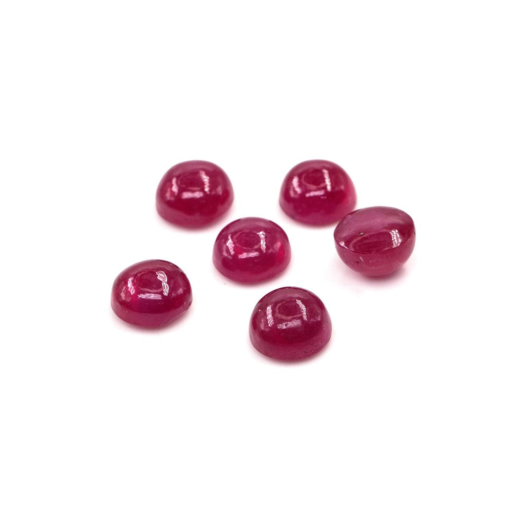 Natural Bangkok Ruby Calibrated Cabochon Rounds | 5mm & 6mm