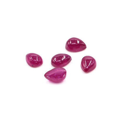 Natural Bangkok Ruby Calibrated Cabochon Pears | 5x7mm & 6x8mm