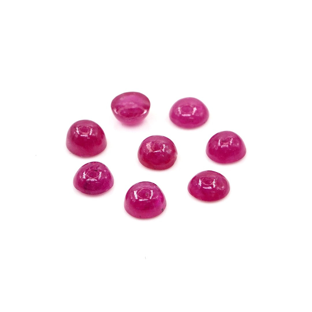 Natural Bangkok Ruby Calibrated Cabochon Rounds | 5mm & 6mm