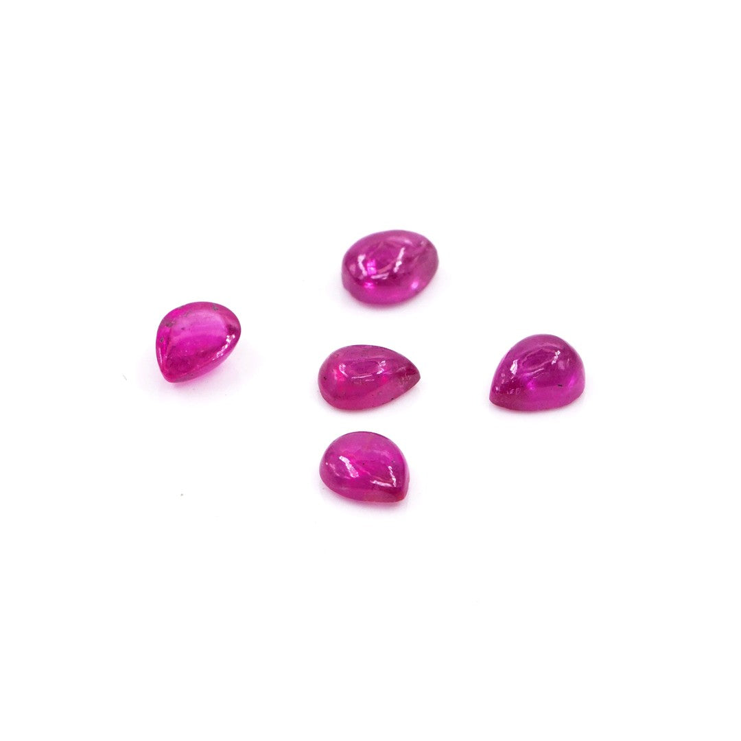 Natural Bangkok Ruby Calibrated Cabochon Pears | 3x5mm & 4x5mm
