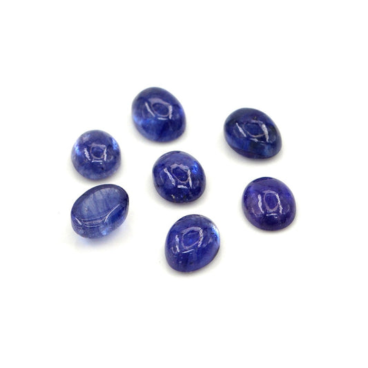Natural Bangkok Blue Sapphire Calibrated Cabochon Ovals | 5x7mm & 6x8mm