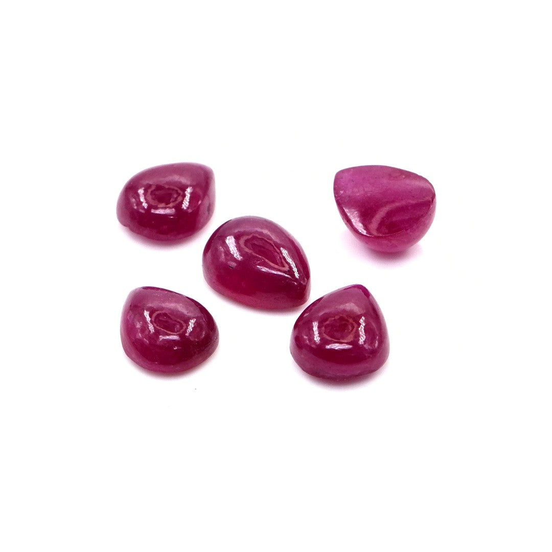 Natural Bangkok Ruby Calibrated Cabochon Pears | 7x9mm & 8x10mm