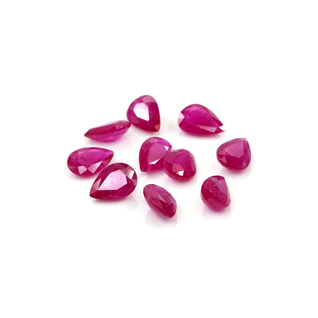 Natural Untreated Mozambique Ruby Calibrated Pears | 3x5mm & 4x6mm