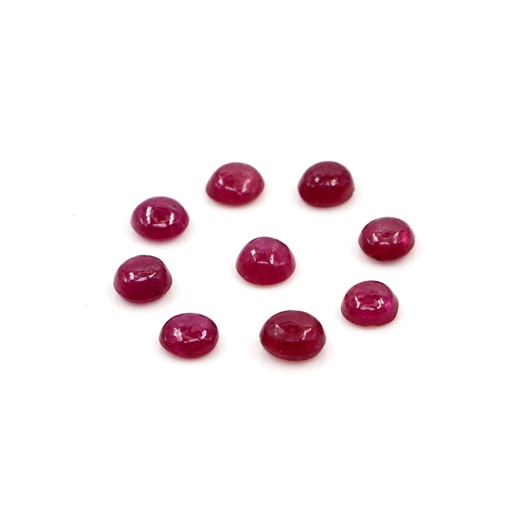 Natural Bangkok Ruby Calibrated Cabochon Rounds | 3mm & 3.5mm