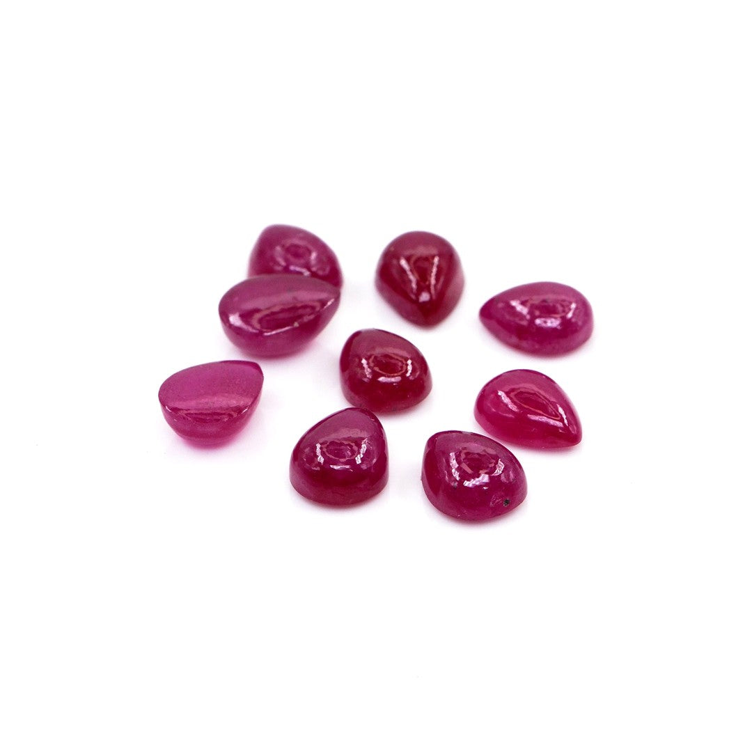 Natural Bangkok Ruby Calibrated Cabochon Pears | 5x7mm & 6x8mm