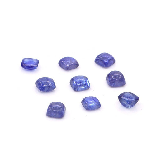 Natural Bangkok Blue Sapphire Calibrated Cabochon Squares | 4mm & 5mm
