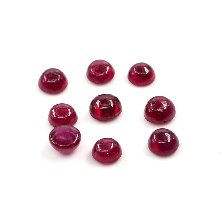 Natural Bangkok Ruby Calibrated Cabochon Rounds | 4mm & 4.5mm