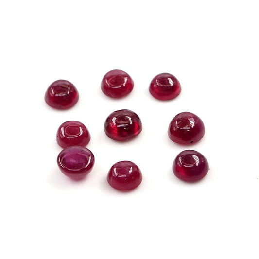Natural Bangkok Ruby Calibrated Cabochon Rounds | 4mm & 4.5mm