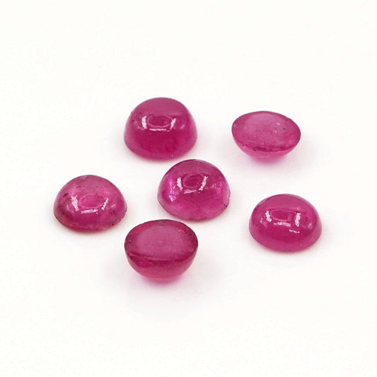 Natural Bangkok Ruby Calibrated Cabochon Rounds | 5mm & 6mm