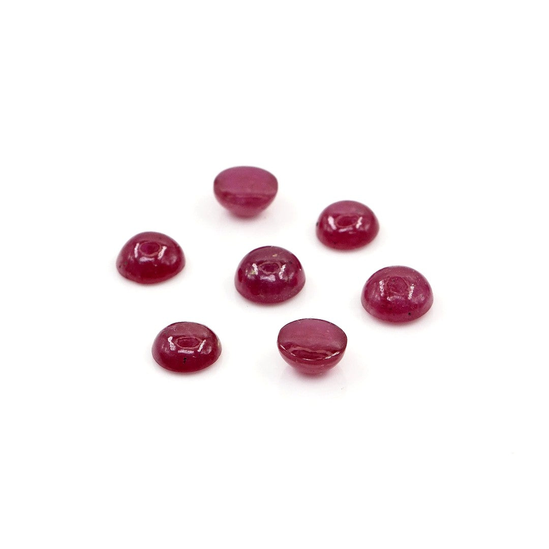Natural Bangkok Ruby Calibrated Cabochon Rounds | 5mm & 6mm